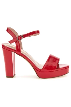 Sandali rossi con tacco largo cinturino alla caviglia P701-FIRST LADY Discount