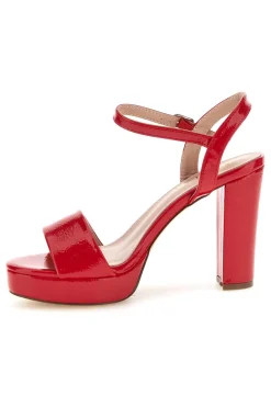 Sandali rossi con tacco largo cinturino alla caviglia P701-FIRST LADY Discount