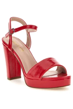 Sandali rossi con tacco largo cinturino alla caviglia P701-FIRST LADY Discount