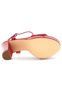 Sandali rossi con tacco largo cinturino alla caviglia P701-FIRST LADY Discount