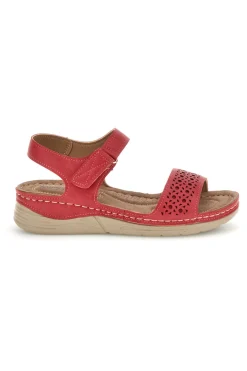 Sandali rossi con zeppa e strappo Q29919-MIO TEMPO Clearance