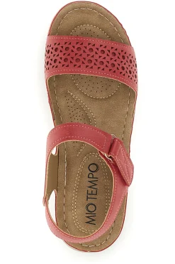 Sandali rossi con zeppa e strappo Q29919-MIO TEMPO Clearance