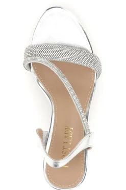 Sandali silver con strass tacco alto P704-FIRST LADY Best