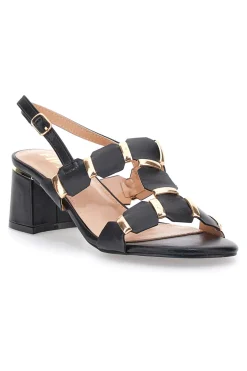 Sandali Sling-Back Neri Con Tacco 22162-THE FIRST Sale