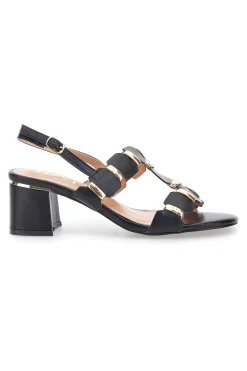 Sandali Sling-Back Neri Con Tacco 22162-THE FIRST Sale