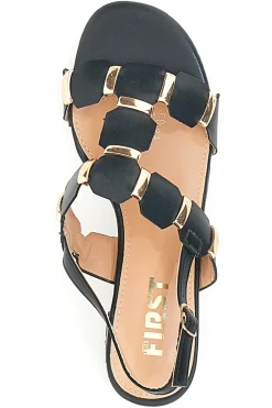Sandali Sling-Back Neri Con Tacco 22162-THE FIRST Sale