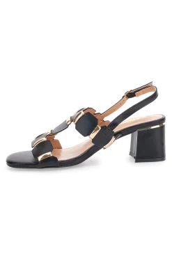 Sandali Sling-Back Neri Con Tacco 22162-THE FIRST Sale