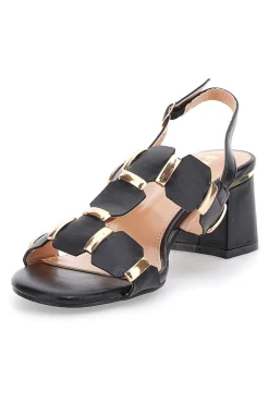 Sandali Sling-Back Neri Con Tacco 22162-THE FIRST Sale