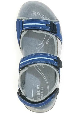 Sandali sportivi grigi e blu con chiusura a strappo 51357-TIGLIO Discount