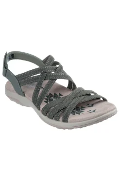 Sandali oliva con fasce elastiche regolabili REGGAE SLIM SUMMER GETAWAY-SKECHERS Clearance