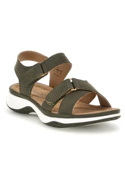 Sandali verdi con zeppa e fasce incrociate T18711-MIO TEMPO Clearance