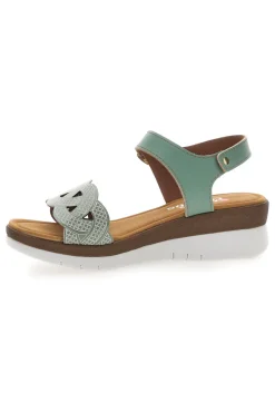 Sandali verdi con zeppa e fascetta traforata 8167-LINEA COMODA Best