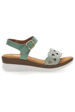 Sandali verdi con zeppa e fascetta traforata 8167-LINEA COMODA Best