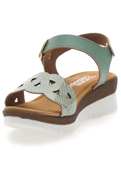 Sandali verdi con zeppa e fascetta traforata 8167-LINEA COMODA Best