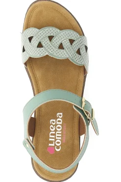 Sandali verdi con zeppa e fascetta traforata 8167-LINEA COMODA Best