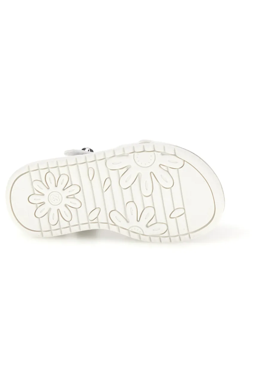 Sandalo Bianco con Applicazione Floreale e Strappo Grazie Girl 15018