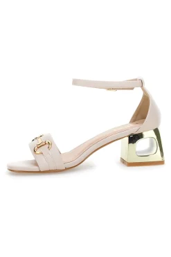 Sandalo con tacco 1602 Beige-THE FIRST New