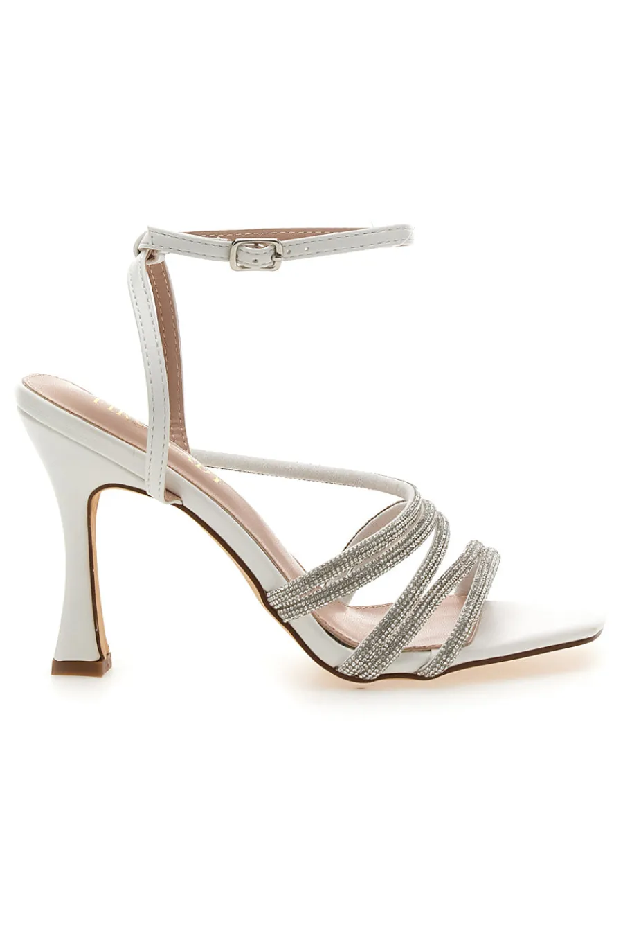 Sandalo Gioiello Bianco Con Strass e Tacco Alto FIRST LADTY P538-FIRST LADY Hot