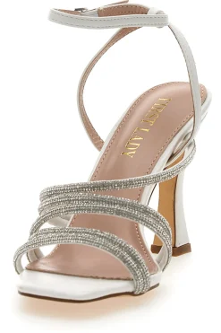 Sandalo Gioiello Bianco Con Strass e Tacco Alto FIRST LADTY P538-FIRST LADY Hot