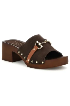 Sandalo marrone in pelle con tacco e borchie Must Have 11938-PITTARELLO Online
