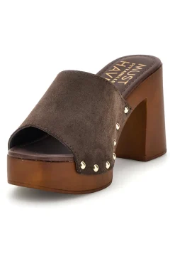 Sandalo marrone in pelle con tacco alto Must Have 11934-PITTARELLO Outlet