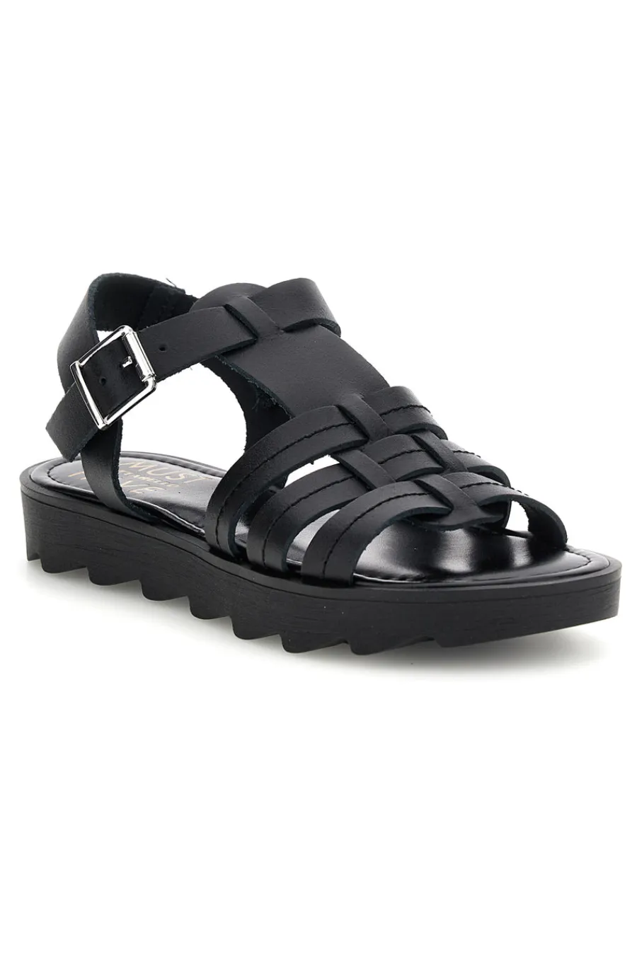 Sandalo nero in pelle con cinturino Must Have 11936-PITTARELLO New