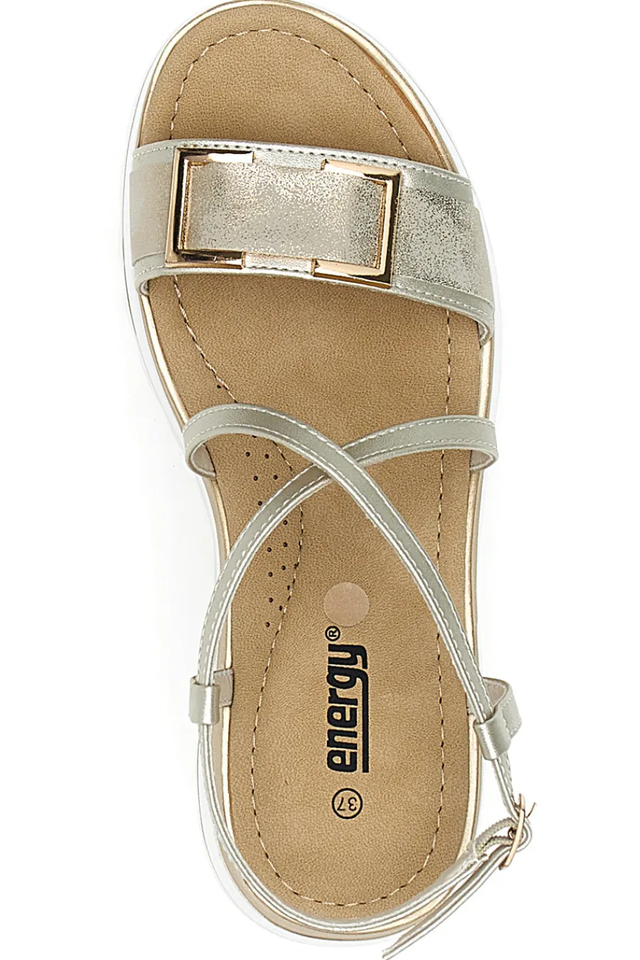 Sandalo oro con cinturino e zeppa 494-ENERGY Online