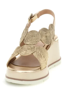 Sandalo oro con zeppa e forme geometriche 52190C1578-MARIELLA BURANI Online