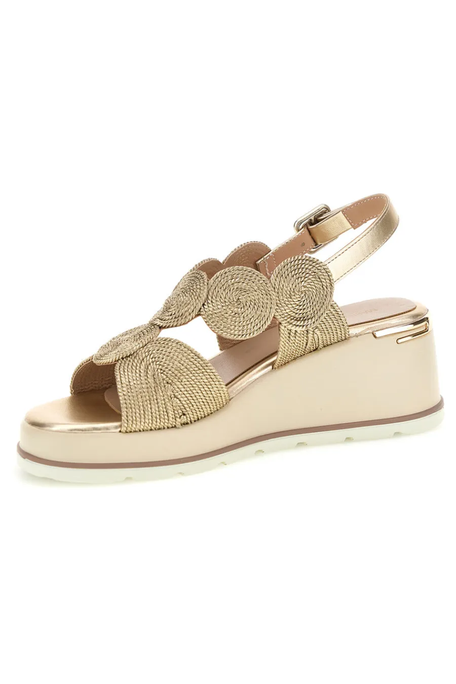 Sandalo oro con zeppa e forme geometriche 52190C1578-MARIELLA BURANI Online