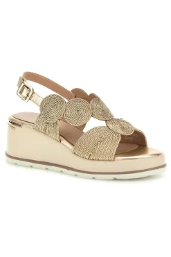 Sandalo oro con zeppa e forme geometriche 52190C1578-MARIELLA BURANI Online
