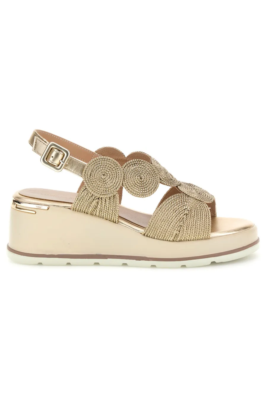 Sandalo oro con zeppa e forme geometriche 52190C1578-MARIELLA BURANI Online