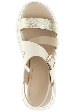 Sandalo oro e nocciola con zeppa e cinturino frontale 52191C1581-MARIELLA BURANI Outlet