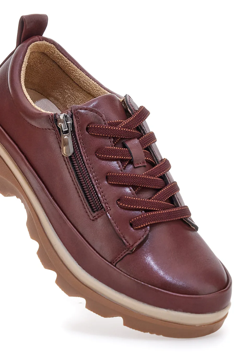 Scarpe basse bordeaux con zip laterale e suola carrarmato 9-ALTEMBERG