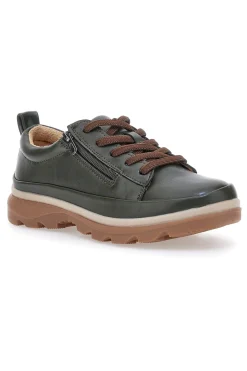 Scarpe basse verde scuro con zip laterale e suola carrarmato 9-ALTEMBERG Best