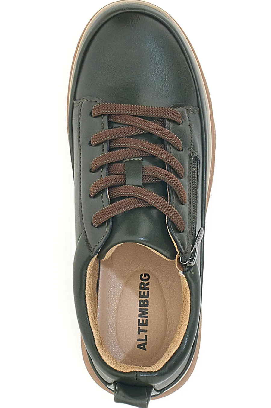 Scarpe basse verde scuro con zip laterale e suola carrarmato 9-ALTEMBERG Best