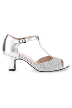 Scarpe da Ballo Argento con Suola in Pelle e Tacco Basso 5182-THE FIRST DANCE New