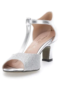 Scarpe da Ballo Argento con Suola in Pelle e Tacco Basso 5182-THE FIRST DANCE New