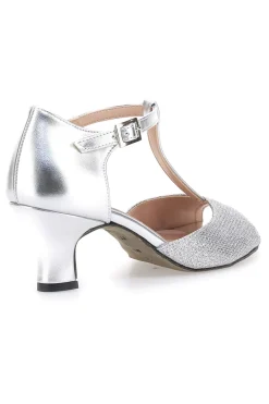 Scarpe da Ballo Argento con Suola in Pelle e Tacco Basso 5182-THE FIRST DANCE New