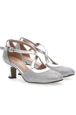 Scarpe da Ballo Argento con Tomaia Glitterata Made in Italy 5555-THE FIRST DANCE New