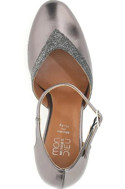 Scarpe da ballo color canna di fucile con cinturino e suola in pelle 111-MON DIEU