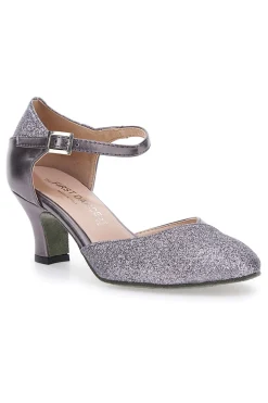 Scarpe da Ballo Grigio Scuro Con Tacco e Glitter 4552-THE FIRST DANCE