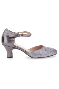 Scarpe da Ballo Grigio Scuro Con Tacco e Glitter 4552-THE FIRST DANCE
