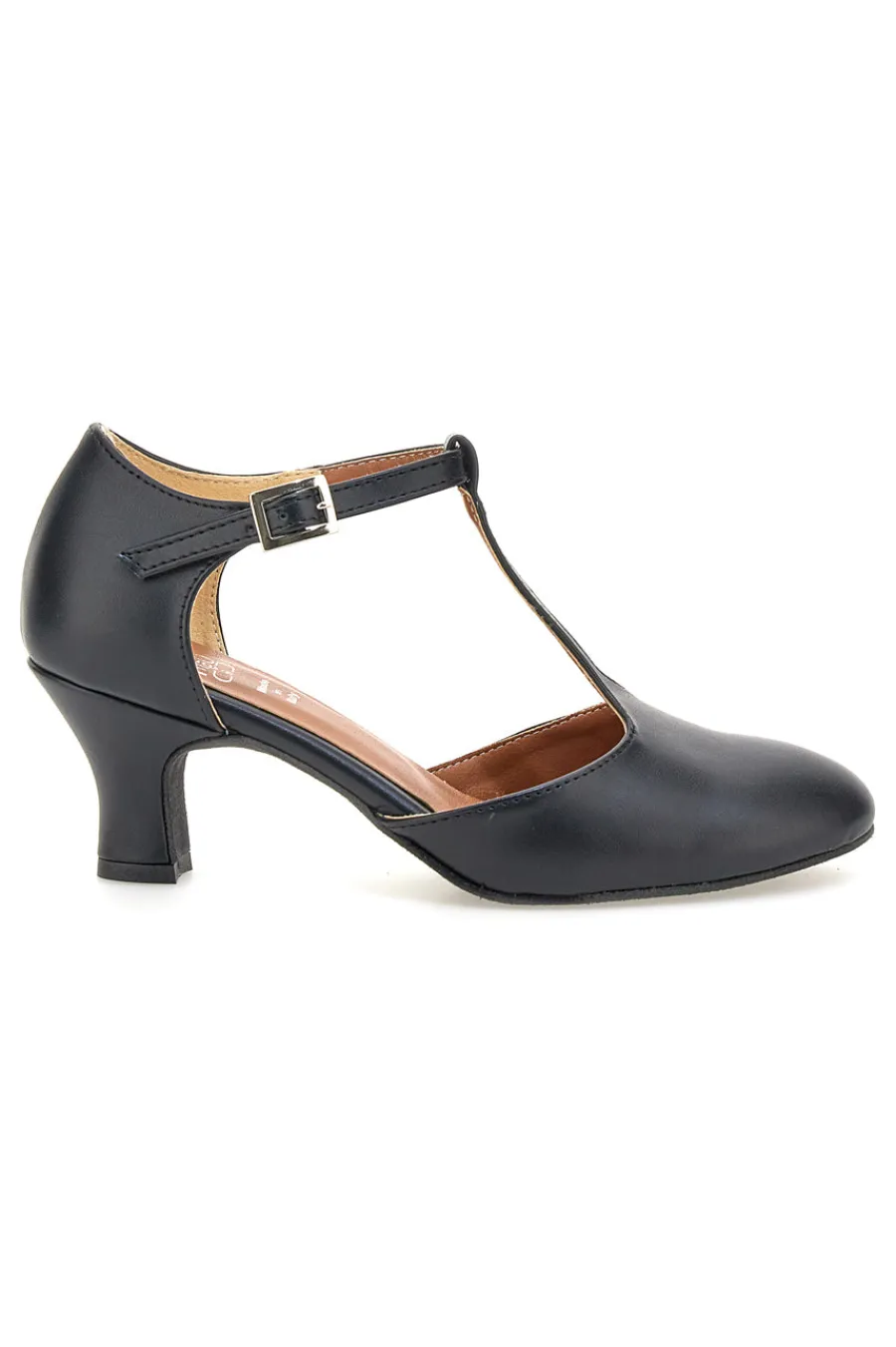 Scarpe da ballo nere con cinturino a T e tacco medio 212-MON DIEU MUSIQUE New