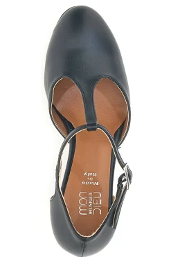Scarpe da ballo nere con cinturino a T e tacco medio 212-MON DIEU MUSIQUE New