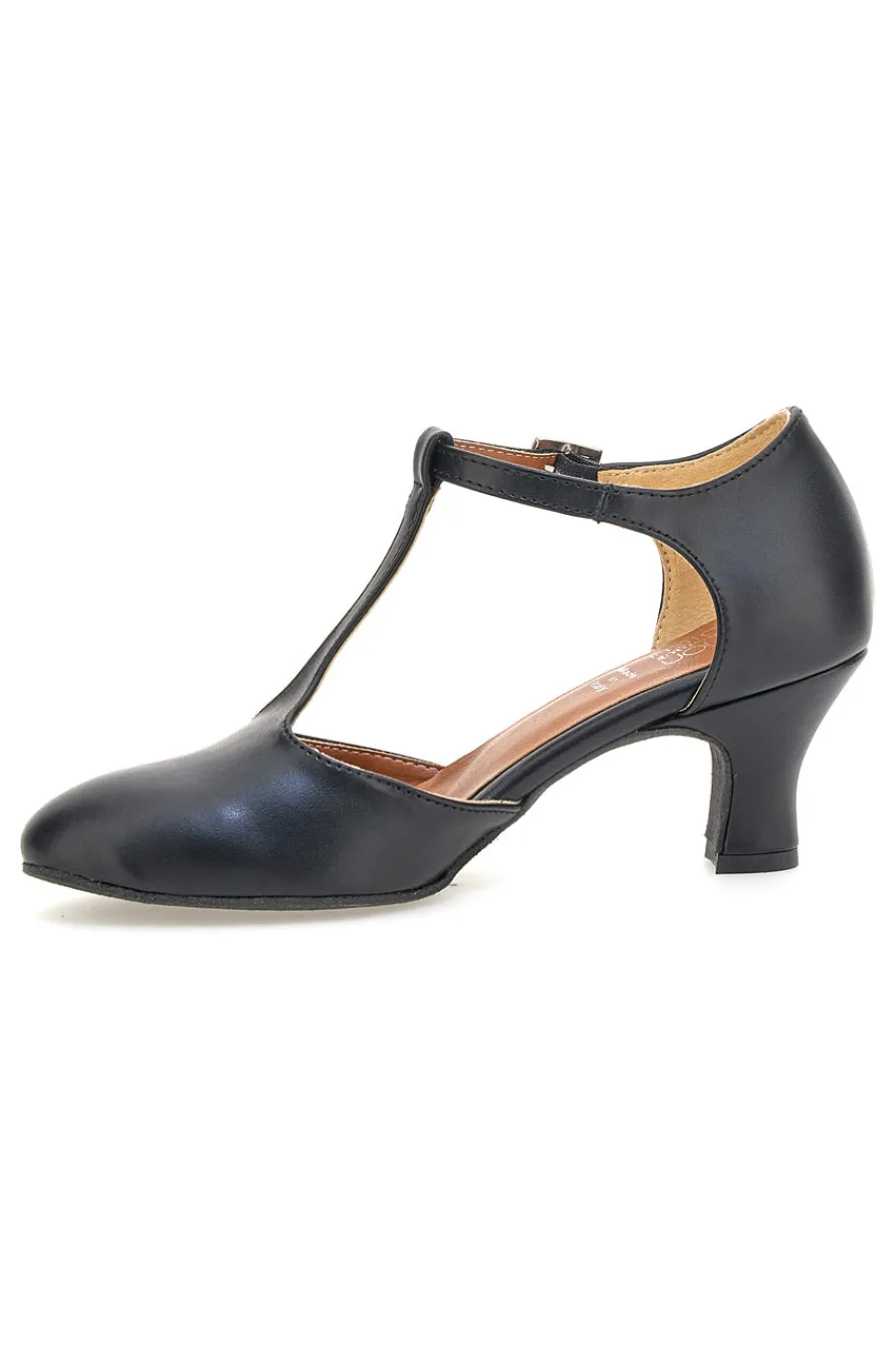 Scarpe da ballo nere con cinturino a T e tacco medio 212-MON DIEU MUSIQUE New