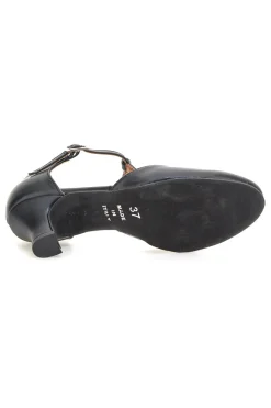 Scarpe da ballo nere con cinturino a T e tacco medio 212-MON DIEU MUSIQUE New