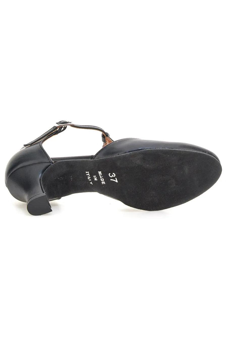 Scarpe da ballo nere con cinturino a T e tacco medio 212-MON DIEU MUSIQUE New