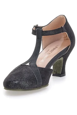 Scarpe da ballo nere con cinturino a T e suola in vera pelle 6554-THE FIRST DANCE Discount