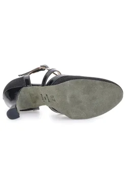 Scarpe da ballo nere con cinturini incrociati e suola in vera pelle 6331-THE FIRST DANCE New