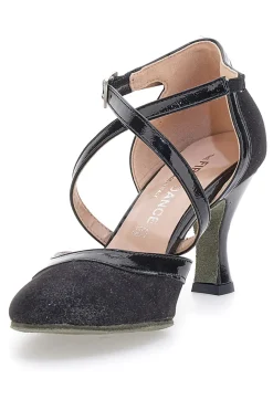 Scarpe da ballo nere con cinturini incrociati e suola in vera pelle 6331-THE FIRST DANCE New